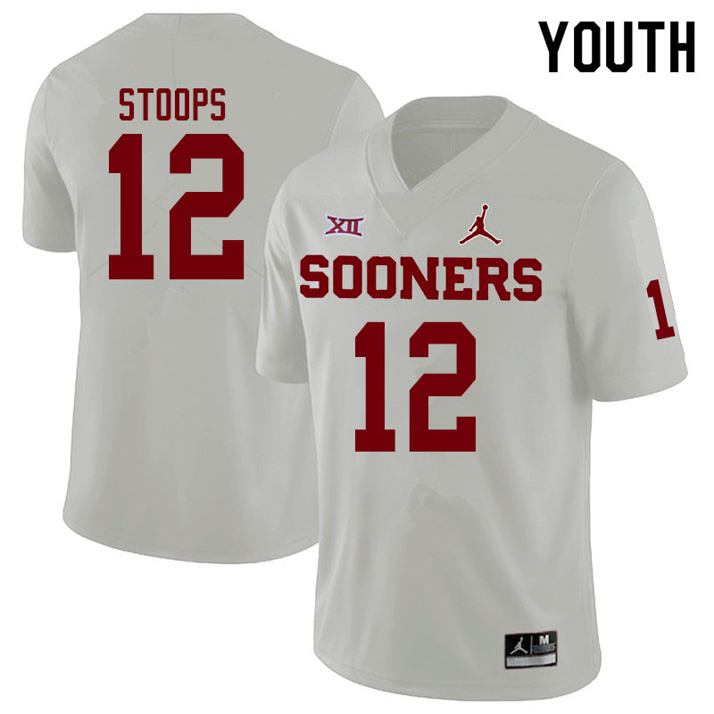 Youth #12 Drake Stoops Oklahoma Sooners Jordan Brand College Football Jerseys Sale-White - Click Image to Close